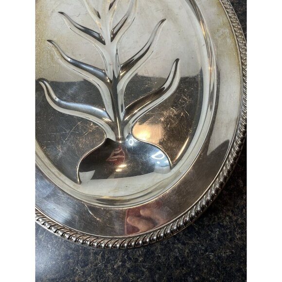 Wm Rogers Silver Meat Platter "Tree Of Life" Silverplate Footed Serving Tray - Picture 5 of 15